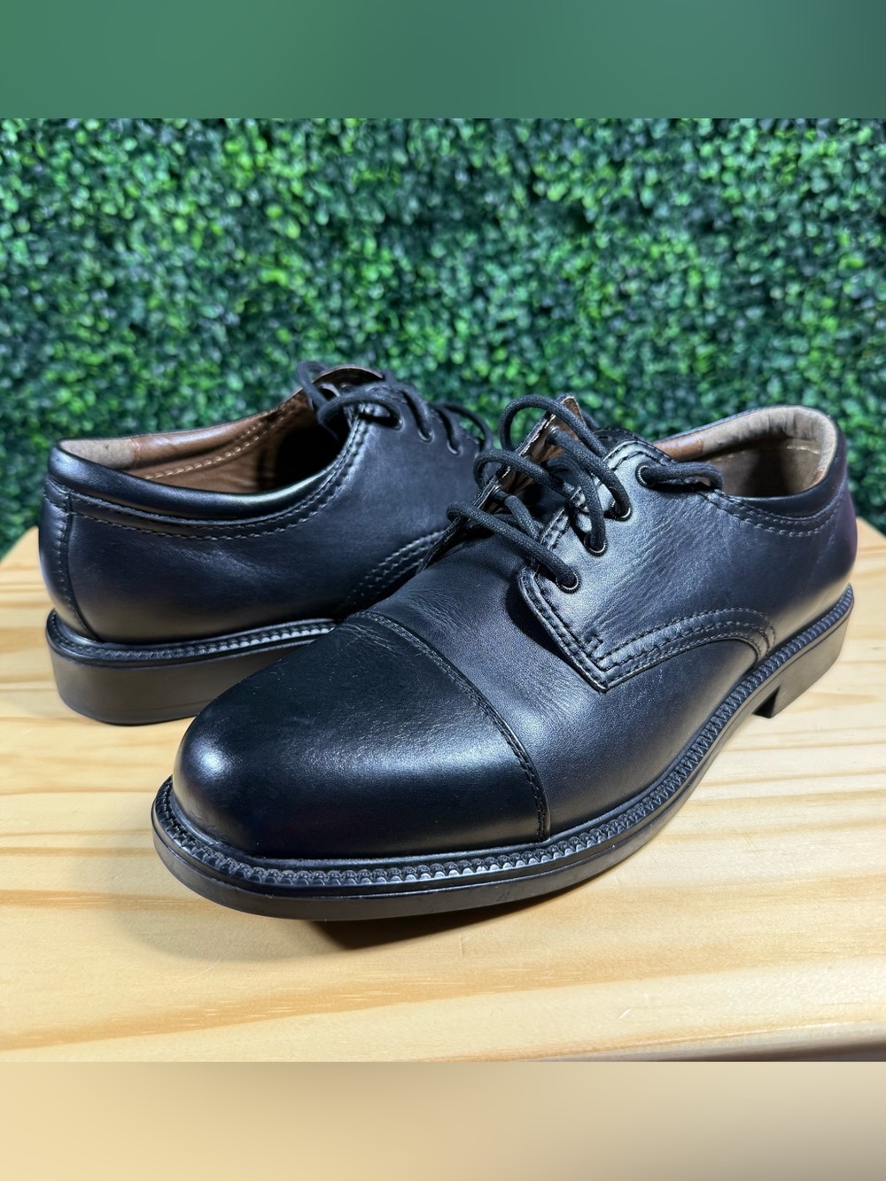 Dockers Men’s Size 10W Black Genuine Leather Cap Toe Oxford Dress Shoes